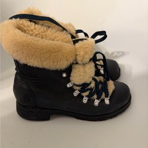 J. Crew Factory Black and Tan Lace Up Boots